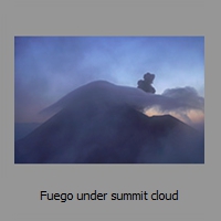Fuego under summit cloud